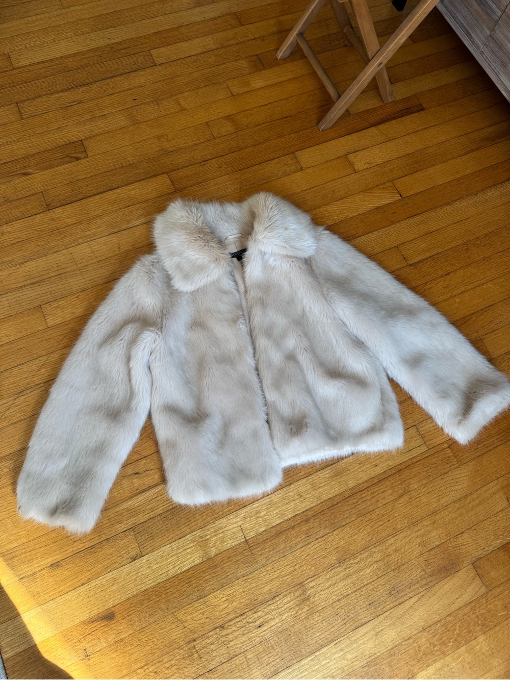 Women's Cream Faux Fur Jacket